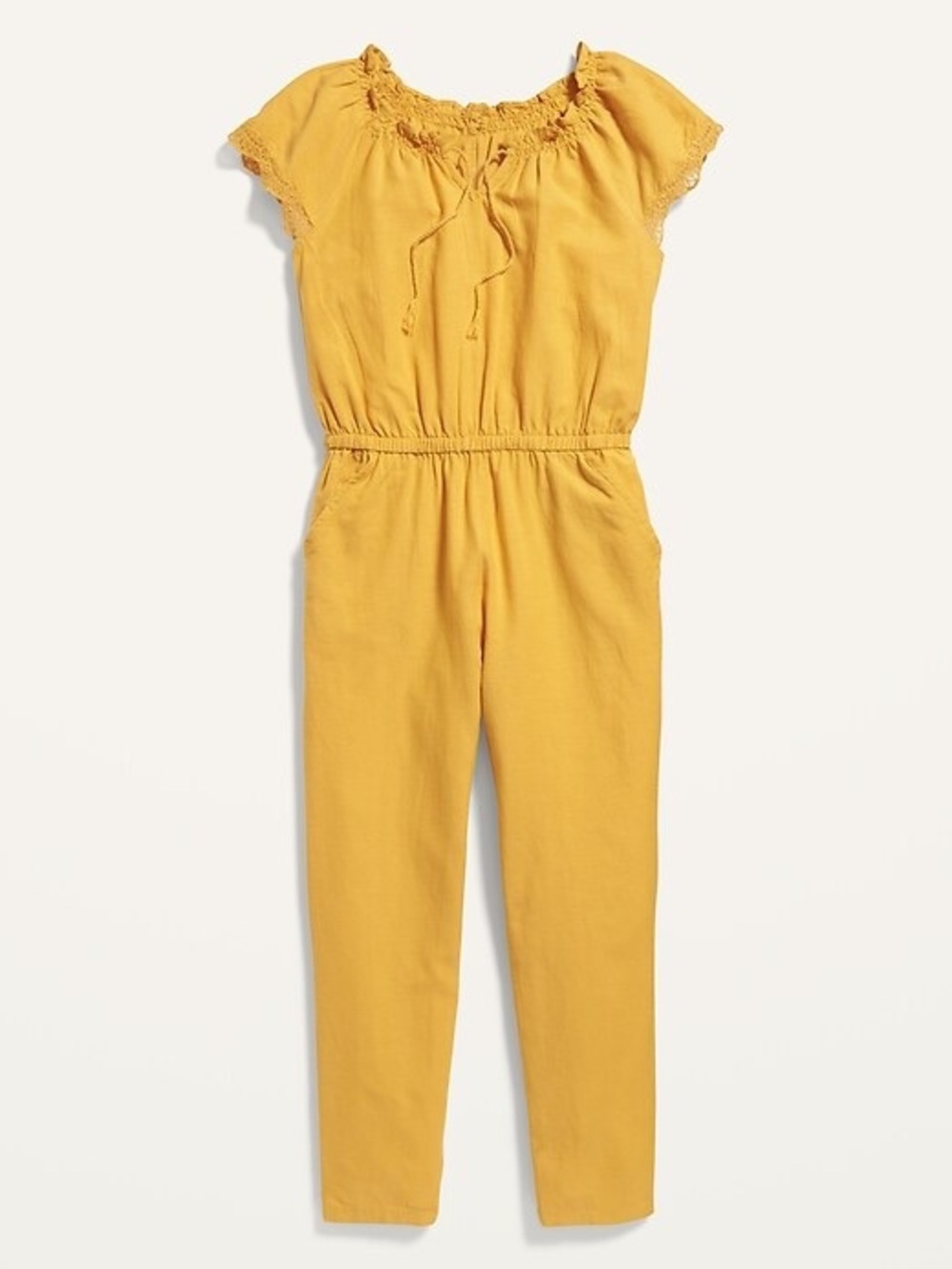 NWT Old Navy Mustard Yellow Girls' Short-Sleeve Jumpsuit